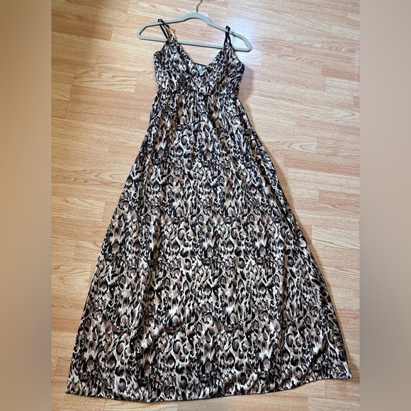 Sleeveless V-Neck Maxi Sundress Leopard Print Made in Italy Pretty Wind Size 18 - Picture 1 of 5